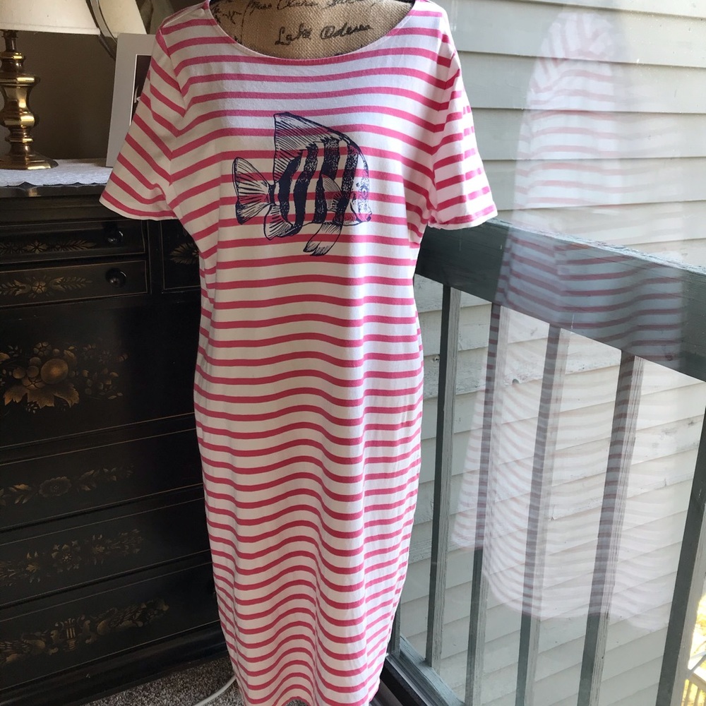 Cotton knit dress with short sleeves 1x